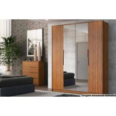 Guarda Roupa Solteiro 4 Portas E 3 Gavetas C- 2 Espelhos Attore Amêndola Touch - Demóbile