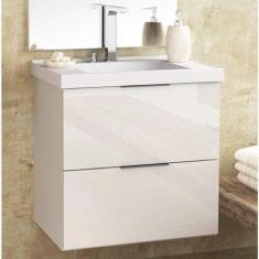 Gabinete para Banheiro Suspenso 3 Gavetas sem Cuba Pietra Móveis Bosi Branco/branco Brilho