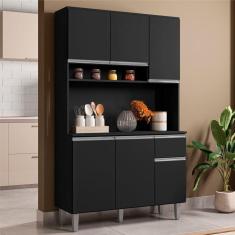 Armário De Cozinha Udine 6 Portas Preto