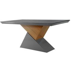 Mesa De Sala Jantar Dubai + Tampo Madeirado Vidro Reto 180x90cm Grafite/imbuia-vidro Grafite