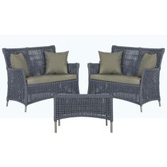 2 Sofás Área e Mesa Igapó Alumínio Pintura Fendi Corda Náutica Estofad