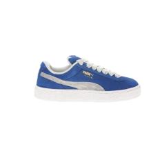 PUMA Tênis infantil de camurça GG (criança grande), Esmalte cobalto - cinza claro - branco puma, 18