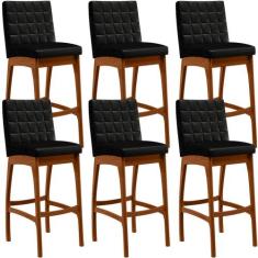 Kit 06 Banquetas Altas Para Cozinha Sala de Jantar Fixa Mila L02 Sinté