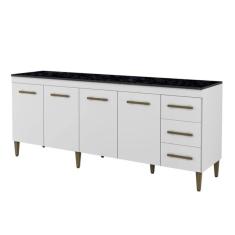Balcão De Cozinha Atenas 4 Portas 3 Gavetas Branco
