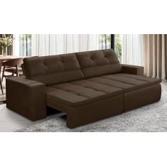 Sofá Retrátil e Reclinável 2 lugares 1,70m com Molas Stella Suede Marrom Adonai Estofados