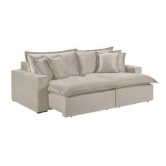Sofá 3 Lugares Retrátil Encosto Fixo M-145 Veludo Martins Creme