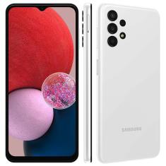 Smartphone Samsung Galaxy A13 Branco, 128GB, 4GB RAM, Tela Infinita de 6.6", Câmera Quádrupla Traseira, Bateria de 5000 mAh e Processador Octa Core