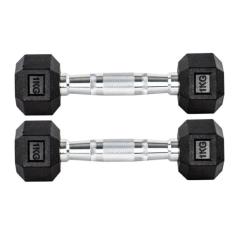 Imagem de Par Halter 1+1kg Dumbbell Sextavado Emborrachado Pegada Cromada Gallant (GDB01F3B-PT)