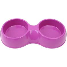 Comedouro Plástico Pop Duplo Rosa - 1100 mL