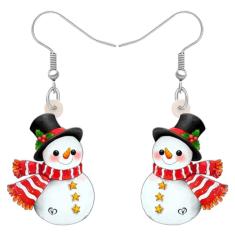 Bonsny Brincos de Natal com pingente de acrílico, enfeite de boneco de neve gelado, joias para mulheres, meninas, acessórios para crianças, Acrílico, Sem pedra preciosa