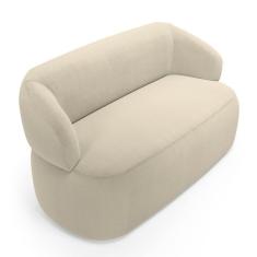 Kit Poltrona Giratória E Sofá Orgânico Living Glee 02 Lugares 140cm Bouclê Bege - Desk Design