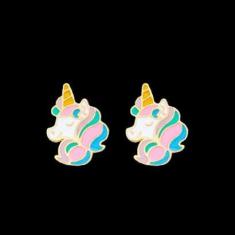 Brinco Infantil Resinado Semijoa 18k Unicórnio Antialérgico-Feminino