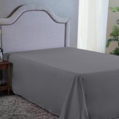Lençol Queen Sem Elástico Per. 400 Fios Cinza 2,50m x 2,20m - Bordando