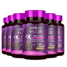 6x LUNELAH CABELO PELE E UNHAS + ACIDO HIALURONICO 60CAPS