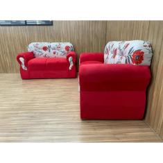 Jogo de Sofá de 2 e 3 Lugares Brasil/Viena Vermelho Floral