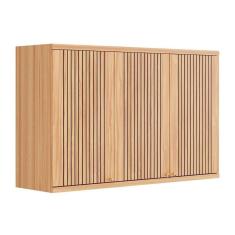 Armário Aéreo p/ Cozinha Sauvignon c/ 3 Portas Ripadas 120cm Amendoa - Ronipa