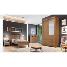 Guarda Roupa Solteiro com Espelho 2 Portas 6 Gavetas - Capri-Cumaru - Móveis Novo Horizonte