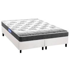 Cama Box Queen: Colchão Espuma Probel Guarda Costas Resistente + Base Crc Courano White(158X198)
