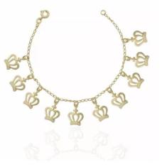 Pulseira Coroas Princesa Delicada Folheado Ouro 18k - Milena Folheados