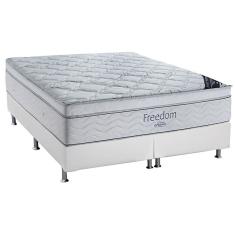 Cama Box King: Colchão Molas Ortobom SuperPocket Freedom Visco + Base CRC Courano White(193x203)