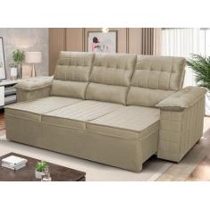 Sofá Retrátil Reclinável 4 lugares com molas 2.30m Quantum Suede Velut Bege - King House