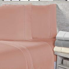 Jogo De Lençol Casal Percal 400 Fios 3 Peças - Rosê