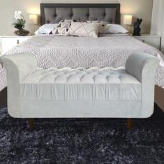 Recamier Para Quarto Calçadeira Estofado Casal Suede Bege - RBL