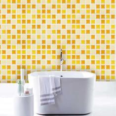 Papel de Parede Auto Adesivo Lavável Pastilha Pa0041 Amarela - Final D