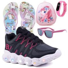 Tenis Infantil De Led Meninas Calce Facil Desenhos Luzinha LIGHT + Moc
