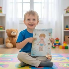 Brinquedo Educativo Pedagógico Em Madeira Quebra Cabeça Corpo Humano (Menino A)