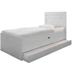 Cama Baú Solteiro Larissa Branco com Aux. com Colchões - CasaH