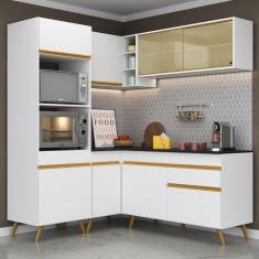 Cozinha Completa de Canto Veneza GW Multimóveis MP2063 com Armário e Balcão Branca