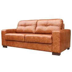 Sofá 3 Lugares Sala de Estar 200 cm Milão Couro Marrom Envelhecido - Gran Belo