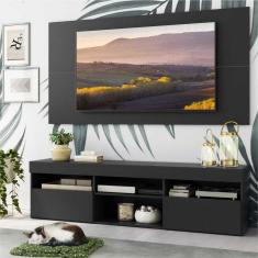 Rack com Painel para TV até 65&quot; com 2 Portas Londres Multimóveis Preto