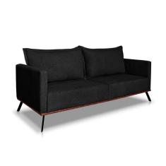 Sofá 3 Lugares Zeus Linho Bouclê Preto 220 cm