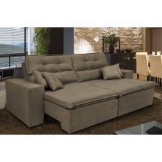 Sofá Cairo 2,02m Retrátil, Reclinável Tecido Suede Castor