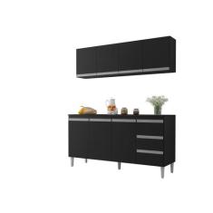 Balcão Gabinete Andreia 160cm C/Tampo e Armário Aéreo 4 Portas 160cm -