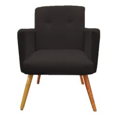 Poltrona Decorativa Pés Palito Nina Plus Suede Preto - DS Móveis