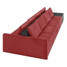 Sofá Ilha 4 Lugares Living 512cm Modulado Lary Veludo Pu Pto K01 Cor Vermelho