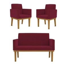 Kit Sofá Namoradeira + Poltrona Reforçada ? Sala De Estar Cor:marsala