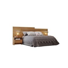 Painel Cama Box Madeirado Casal Prime Com 2 Mesas E 2 Gavetas Cumaru Novo Horizonte