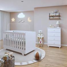Quarto de Bebê 100% MDF com Berço Mini Cama Life e Cômoda Soft Life Br