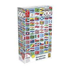 Quebra Cabeça 200 Peças Bandeiras do Mundo - Grow