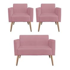 Kit 01 Namoradeira 02 Poltronas Marisa Rose