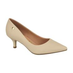 Scarpin Vizzano Feminino Salto Baixo Bico Fino Conforto Original Casual Elegante Preto Nude (Beige, BR, Adulto, Numérico, 36)