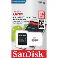 Cartão de Memória Micro SD 64GB Classe 10 80mb/s 533x Sandisk 