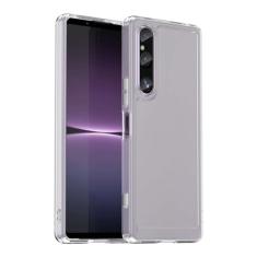 IDEWEI Capa e capa para Sony Xperia 1 V, botão de pressão flexível, capa transparente, anti-impressão digital, proteção total de 360°