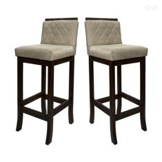 Kit 2 Banquetas Alta em Madeira Maciça Nice Matelassê Suede Bege CCS