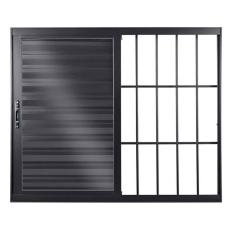 Janela Veneziana de Aluminio de Correr 120x120cm 3 Folhas Topsul Esquadrisul Preto