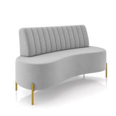 Sofá 2 Lugares Living 135cm Pé Ferro Dourado Maraú Veludo Cinza K01 - D`Rossi